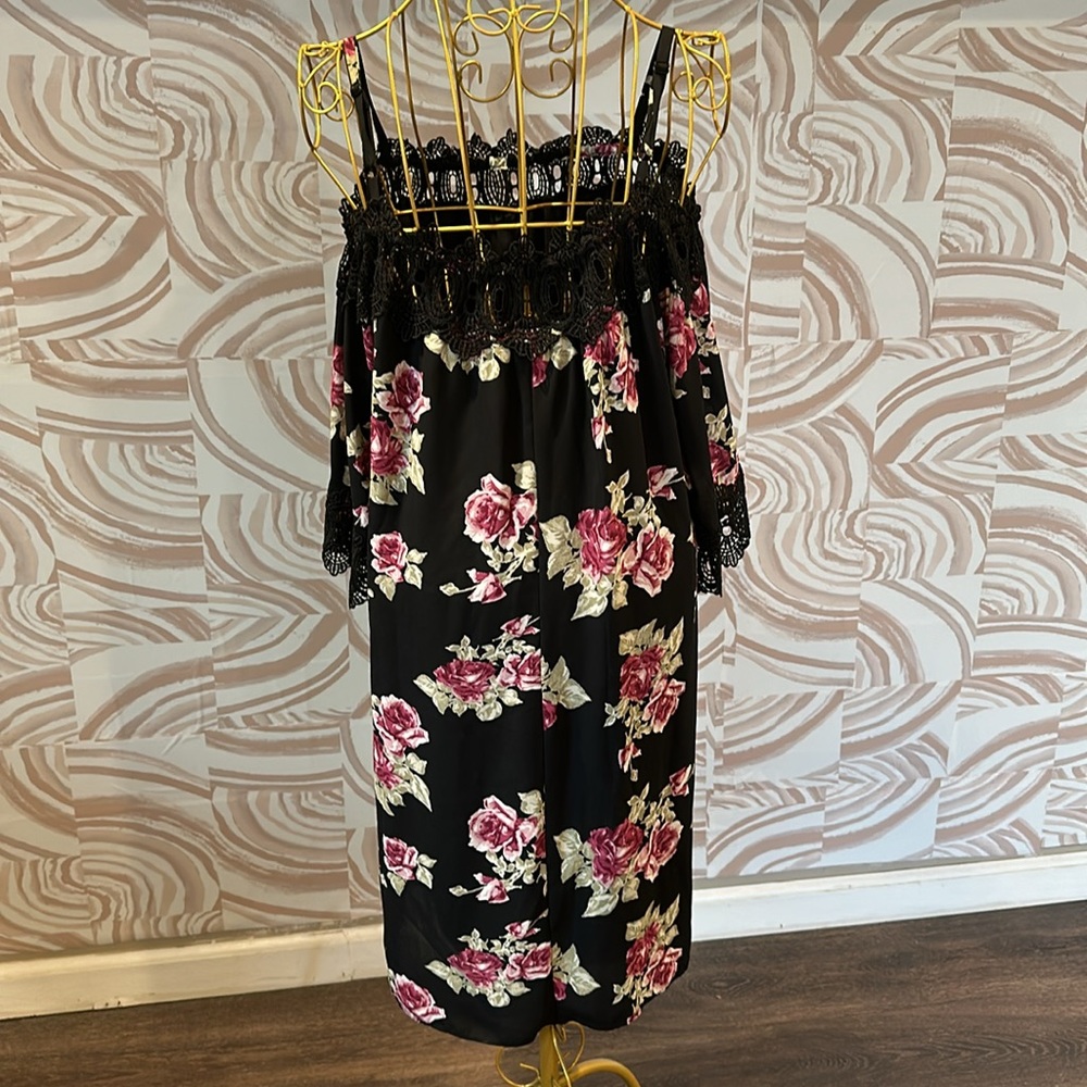 BCX Black Floral Lacey Dress - Picture 2 of 2